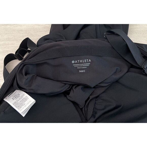 Athleta Square Neck V 1-Piece Swimsuit Underwire Bra Sz 36 B/C Black Medium - Picture 12 of 14